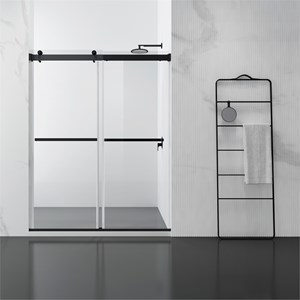 Spezia 60&quot W x 76&quot H Double Sliding Frameless Glass Shower Door Matte Black