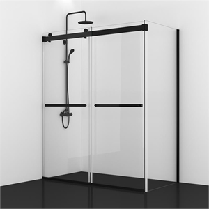Spezia 60&quot W x 76&quot H Double Sliding Frameless Glass Shower Enclosure Matte Black