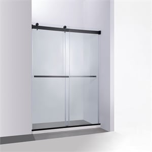 Spezia 56&quot W x 76&quot H Double Sliding Frameless Glass Shower Door in Matte Black