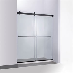 Spezia 64&quot W x 76&quot H Double Sliding Frameless Glass Shower Door in Matte Black