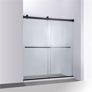 Spezia 68&quot W x 76&quot H Double Sliding Frameless Glass Shower Door Matte Black