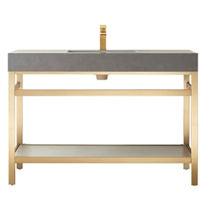 Funes 48&quot Single Sink Bathroom Vanity in Brushed Gold Frame Gray Top No Mirror