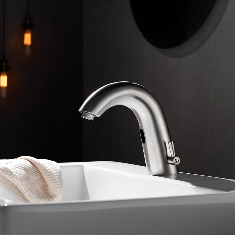 Jumilla Automatic Sensor Touchless Single-Hole Satin Nickel Bathroom Faucet