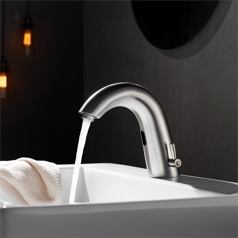 Jumilla Automatic Sensor Touchless Single-Hole Satin Nickel Bathroom Faucet