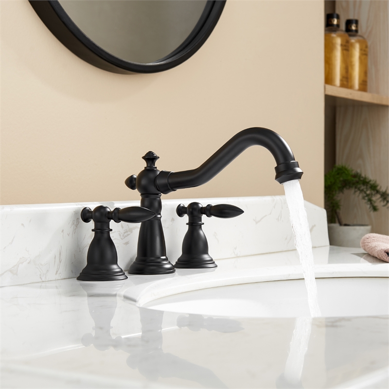 Vinnova Corella Widespread Matte Black Bathroom Basin Sink Faucet