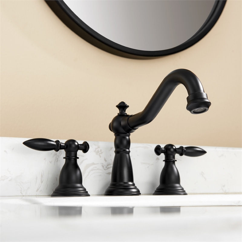 Vinnova Corella Widespread Matte Black Bathroom Basin Sink Faucet