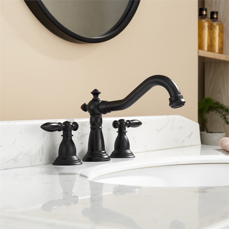 Vinnova Corella Widespread Matte Black Bathroom Basin Sink Faucet