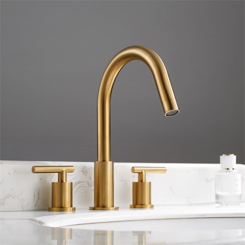 Vinnova Lodosa Widespread Brushed Gold Bathroom Basin Sink Faucet
