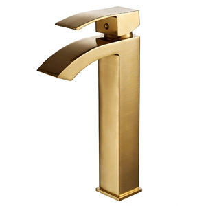 noya single high-handle hole lever vessel brushed gold bathroom sink faucet