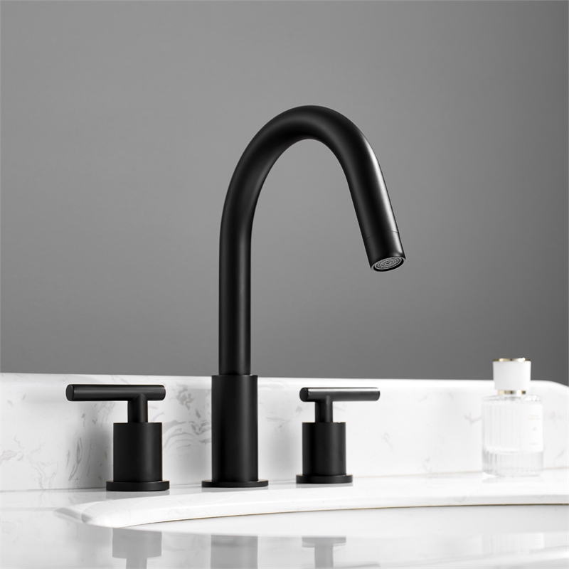 Vinnova Lodosa Widespread Matte Black Bathroom Basin Sink Faucet