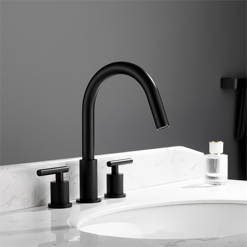 Vinnova Lodosa Widespread Matte Black Bathroom Basin Sink Faucet
