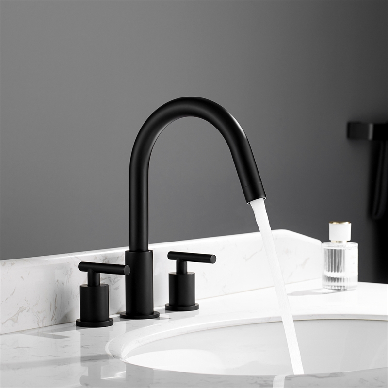 Vinnova Lodosa Widespread Matte Black Bathroom Basin Sink Faucet