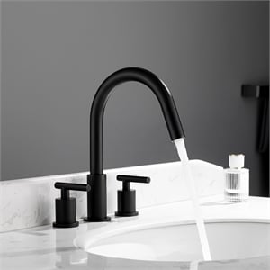 Vinnova Lodosa Widespread Matte Black Bathroom Basin Sink Faucet