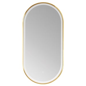 Grande 18&quot Oval LED Lighted Bathroom Vanity Wall Mirror Gold Aluminum Frame