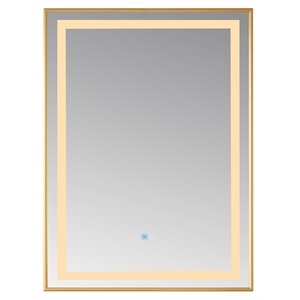 Teruel 24&quot Rectangle Gold Aluminum Framed LED Wall Mount Bathroom Vanity Mirror