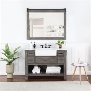 Villareal 48&quot Single Bath Vanity in Classical Gray with White Farmhouse Basin
