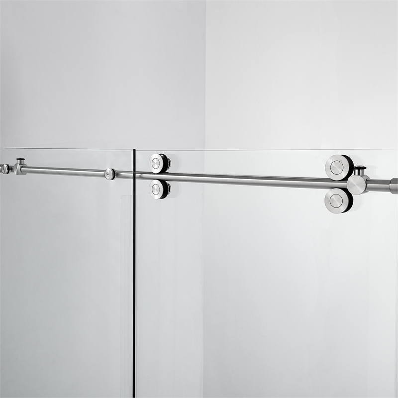 Vinnova Villena Glass Shower Enclosure with Sliding Door in Clear/Brushed Nickel