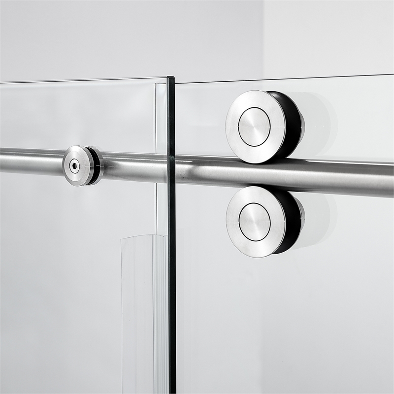 Vinnova Villena Glass Shower Enclosure with Sliding Door in Clear/Brushed Nickel