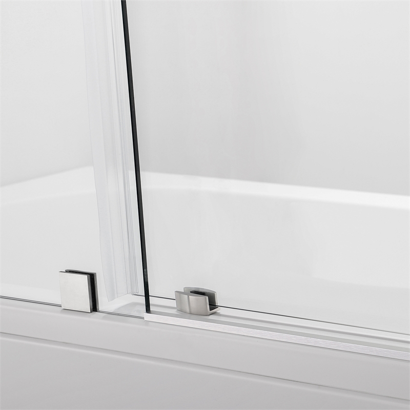 Vinnova Villena Glass Shower Enclosure with Sliding Door in Clear/Brushed Nickel