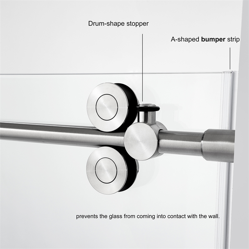 Vinnova Villena Glass Shower Enclosure with Sliding Door in Clear/Brushed Nickel