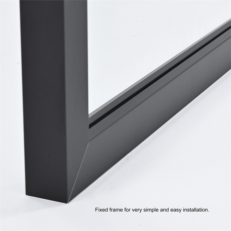 Vinnova Arcos Glass & Aluminum Panel with Framed Fixed in Clear/Matte Black