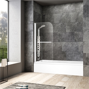 Vinnova Olivenza Glass & Steel Bathtub with Hinged Door in Clear/Polished Chrome