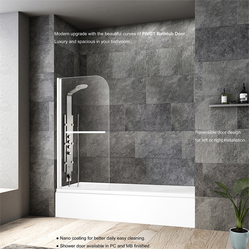 Vinnova Olivenza Glass & Steel Bathtub with Hinged Door in Clear/Polished Chrome