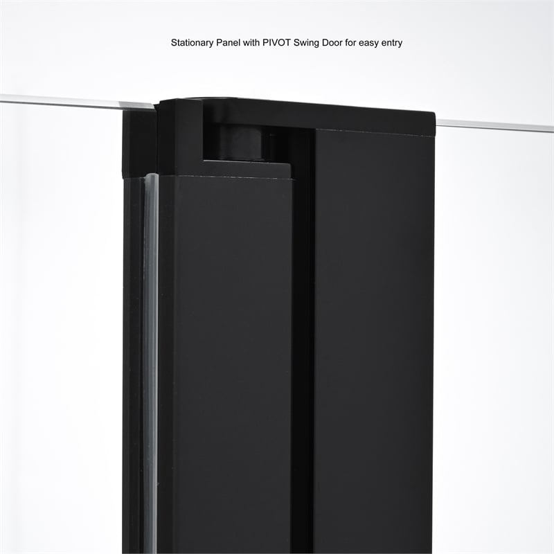 Vinnova Canteras Glass & Steel Bathtub with Hinged Door in Clear/Matte Black