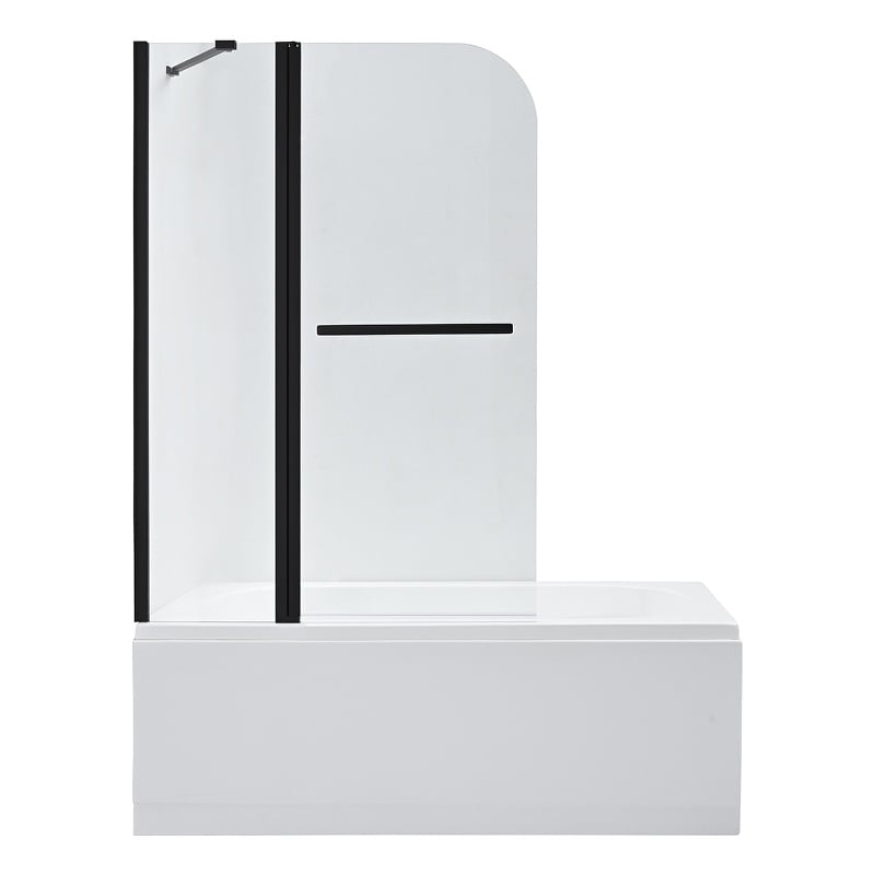 Vinnova Canteras Glass & Steel Bathtub with Hinged Door in Clear/Matte Black