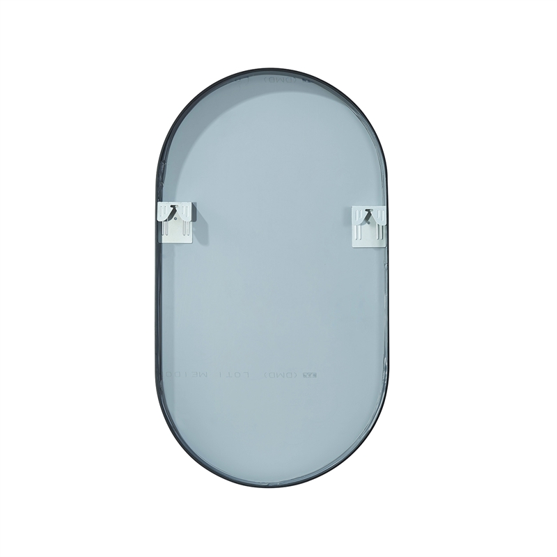 Vinnova Miajadas Oval Modern Aluminum Bathroom Vanity Mirror in Brushed Black