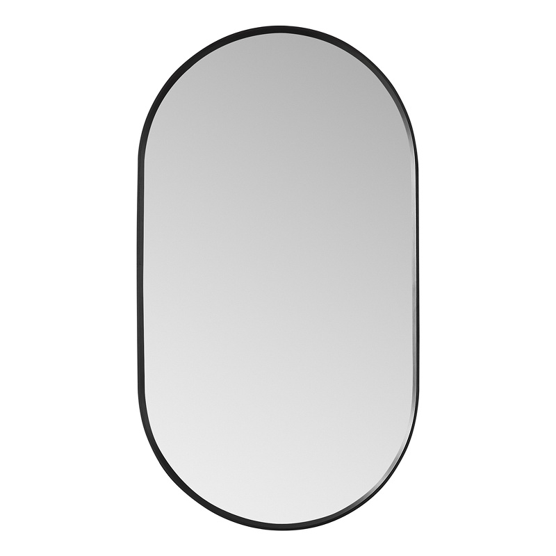 Vinnova Miajadas Oval Modern Aluminum Bathroom Vanity Mirror in Brushed Black