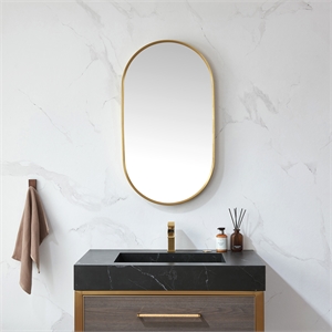 Vinnova Miajadas Oval Modern Aluminum Bathroom Vanity Mirror in Brushed Gold