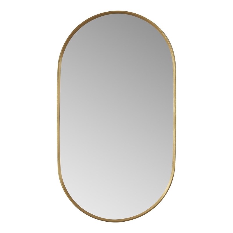 Vinnova Miajadas Oval Modern Aluminum Bathroom Vanity Mirror in Brushed Gold