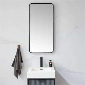 Vinnova Mutriku Rectangle Aluminum Bathroom Vanity Mirror in Brushed Black