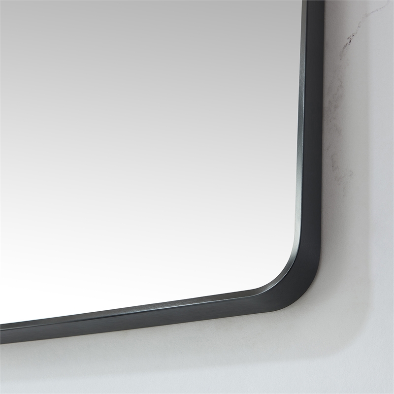 Vinnova Mutriku Rectangle Aluminum Bathroom Vanity Mirror in Brushed Black