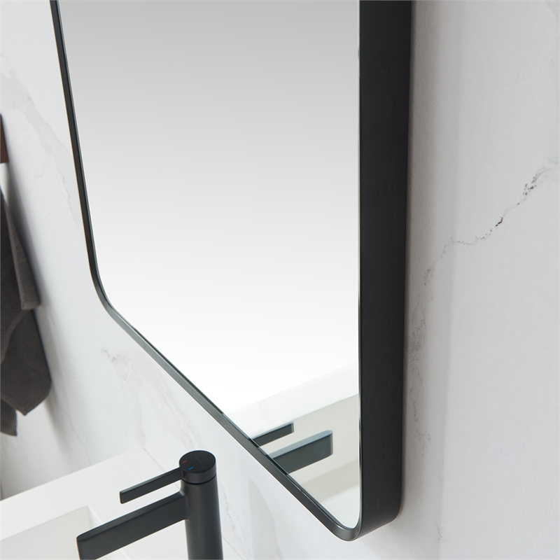 Vinnova Mutriku Rectangle Aluminum Bathroom Vanity Mirror in Brushed Black