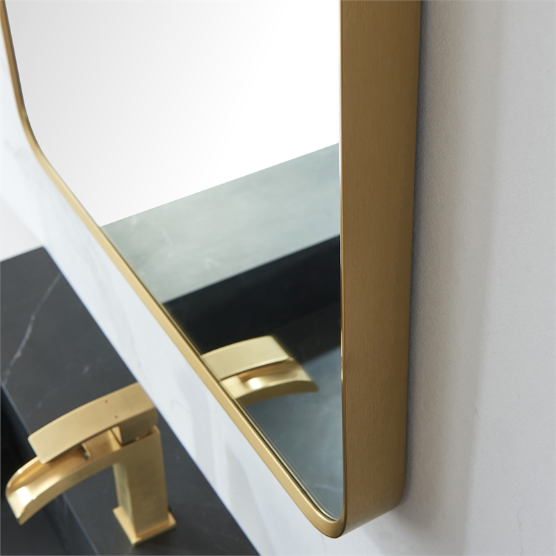 Vinnova Mutriku Rectangle Aluminum Bathroom Vanity Mirror in Brushed Gold