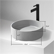 Vinnova Moguer Circular Modern Concrete Stone Vessel Bathroom Sink in Gray