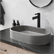 Vinnova Eibar Oval Modern Concrete Stone Vessel Bathroom Sink in Gray