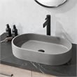 Vinnova Eibar Oval Modern Concrete Stone Vessel Bathroom Sink in Gray