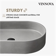 Vinnova Eibar Oval Modern Concrete Stone Vessel Bathroom Sink in Gray