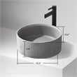 Vinnova Almonte Circular Modern Concrete Stone Vessel Bathroom Sink in Gray