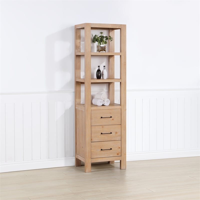 Leon 22in. Brown Linen Storage Cabinet for Bathroom and more