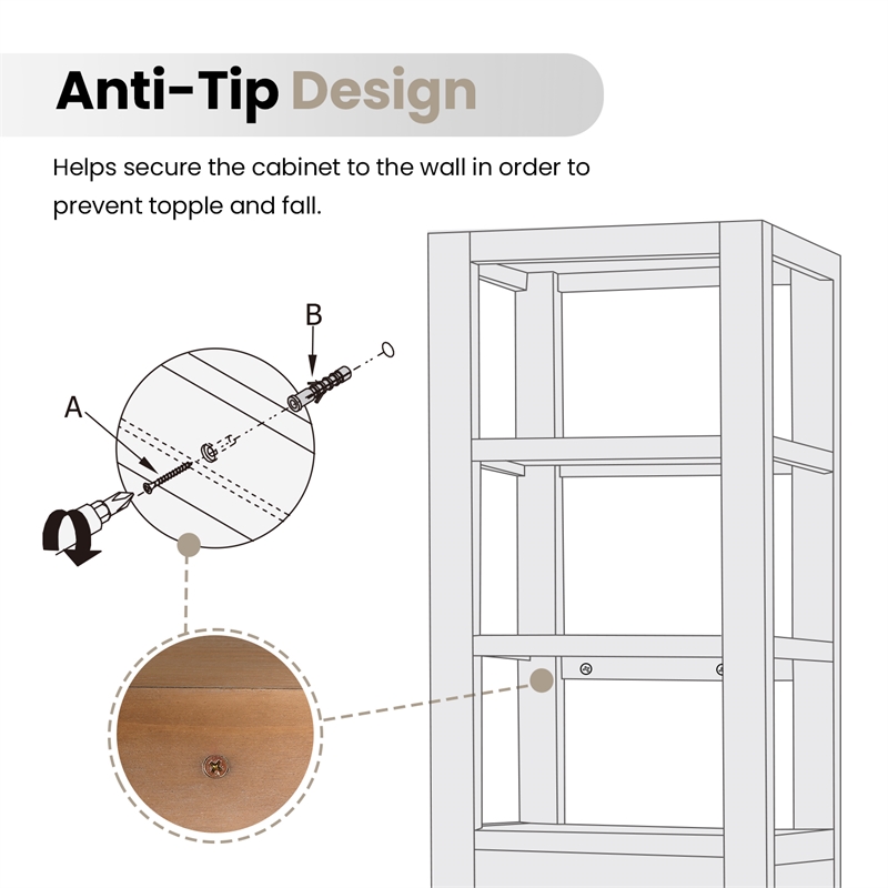 Leon 22in. Brown Linen Storage Cabinet for Bathroom and more