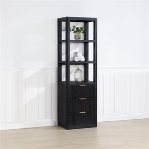Cadiz 22in. Black Storage Cabinet with 3 Drawers 3 Shelves for Bathroom and more