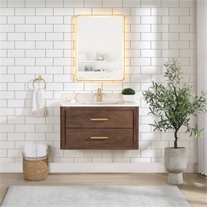 Vinnova Cristo 36&quot Wood Single Bath Vanity with Mirror in Aged Dark Brown