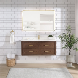 Vinnova Cristo 48&quot Wood Single Bath Vanity with 4 Drawers in Aged Dark Brown