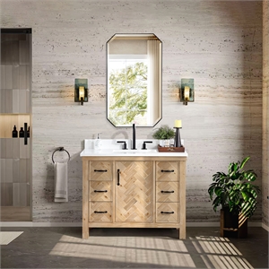 Javier 42&quot Bath Vanity in Spruce Antique Brown with White Grain Composite Stone