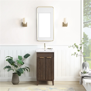 Palos 18&quot Single Bath Vanity in Spruce Antique Brown with White Ceramic Basin