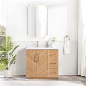 Karachi 36&quot Single Bath Vanity in Acacia Classic Gray with Composite Stone Top